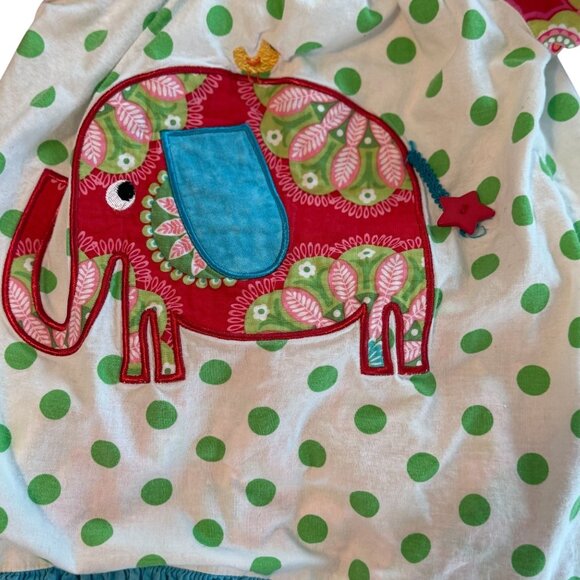 La Jenns Girls 2-Piece Polka Dot Elephant Outfit With Ruffle Top & Pants Size 5 - Picture 4 of 8
